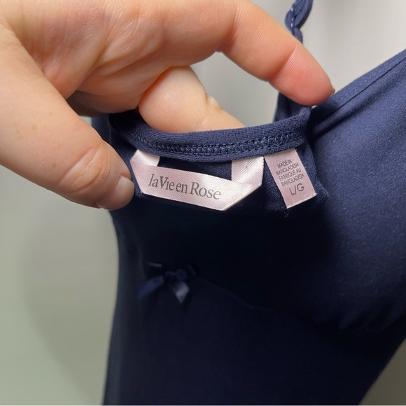 La Vie en Rose Women’s Navy Floral Nightgown & Robe Set Size L comfy Sleepwear - Picture 7 of 12